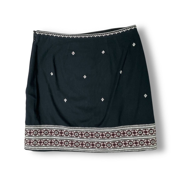 Madewell Gabine Embroidered Mini Skirt Sz 0 Cotton Black Aztec Lined - Picture 5 of 8